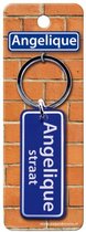 sleutelhanger straatnaam Angelique 9 cm staal blauw
