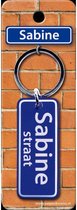 sleutelhanger straatnaam Sabine 9 cm staal blauw