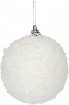 kerstbal sneeuwbal 8 cm wit