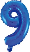 folieballon cijfer 9 41 cm blauw