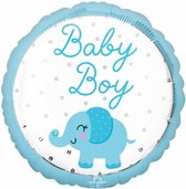 folieballon Baby Boy olifant 43 cm blauw/wit/zilver