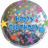 folieballon Happy Birthday 20,5 cm zilver