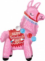 folieballon Happy Valentine's Day 45 cm roze/paars