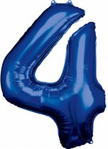folieballon 66 x 88 cm nummer 4 blauw