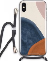 Case Company® - iPhone XS Max hoesje met Koord - Geo #1 - Telefoonhoesje met Zwart Koord - Extra Bescherming aan alle Kanten en Over de Schermrand