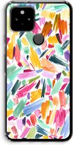 Case Company® - Google Pixel 5 hoesje - Watercolor Brushstrokes - Soft Cover Telefoonhoesje - Bescherming aan alle Kanten en Schermrand