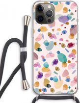 Case Company® - iPhone 12 Pro Max hoesje met Koord - Terrazzo Memphis - Telefoonhoesje met Zwart Koord - Extra Bescherming aan alle Kanten en Over de Schermrand