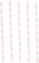 rietjes zeemeermin 19,7 cm papier roze/wit 12 stuks