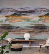 WallHaus - Panoramisch Behang Colorful Landscape - Groen - 200cm x 280cm
