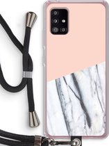 Case Company® - Samsung Galaxy A51 5G hoesje met Koord - A touch of peach - Telefoonhoesje met Zwart Koord - Bescherming aan alle Kanten en Over de Schermrand