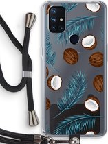 Case Company® - OnePlus Nord N10 5G hoesje met Koord - Kokosnoot - Telefoonhoesje met Zwart Koord - Bescherming aan alle Kanten en Over de Schermrand