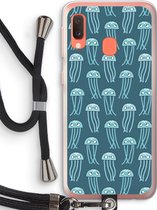 Case Company® - Samsung Galaxy A20e hoesje met Koord - Kwallie - Telefoonhoesje met Zwart Koord - Bescherming aan alle Kanten en Over de Schermrand