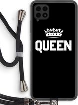 Case Company® - Samsung Galaxy A22 4G hoesje met Koord - Queen zwart - Telefoonhoesje met Zwart Koord - Bescherming aan alle Kanten en Over de Schermrand