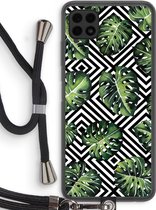 Case Company® - Samsung Galaxy A22 4G hoesje met Koord - Geometrische jungle - Telefoonhoesje met Zwart Koord - Bescherming aan alle Kanten en Over de Schermrand