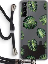 Case Company® - Samsung Galaxy S21 Plus hoesje met Koord - Tropische bladeren - Telefoonhoesje met Zwart Koord - Bescherming aan alle Kanten en Over de Schermrand