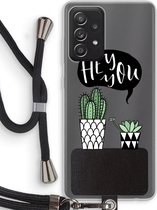 Case Company® - Samsung Galaxy A52 hoesje met Koord - Hey you cactus - Telefoonhoesje met Zwart Koord - Bescherming aan alle Kanten en Over de Schermrand