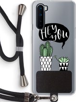 Case Company® - OnePlus Nord hoesje met Koord - Hey you cactus - Telefoonhoesje met Zwart Koord - Bescherming aan alle Kanten en Over de Schermrand