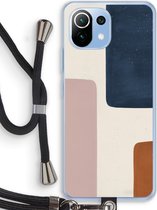 Case Company® - Xiaomi Mi 11 Lite hoesje met Koord - Geo #5 - Telefoonhoesje met Zwart Koord - Bescherming aan alle Kanten en Over de Schermrand