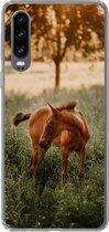 Geschikt voor Huawei P30 hoesje - Paard - Gras - Boom - Siliconen Telefoonhoesje