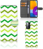 Telefoonhoesje Geschikt voor Samsung Galaxy M52 Flip Case Zigzag Groen