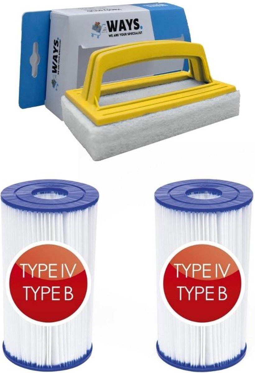 Bestway - Type IV filters geschikt voor filterpomp 58391 - 2 stuks & WAYS scrubborstel