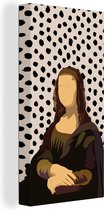 Canvas - Schilderij pastel - Stippen - Mona Lisa - Roze - Vintage - Oud - Canvas Schilderij - Muurdecoratie - 80x160 cm