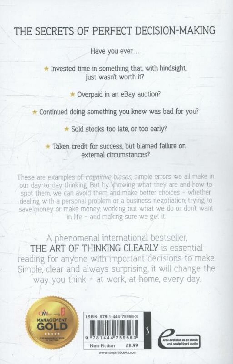 Art Of Thinking Clearly - back cover