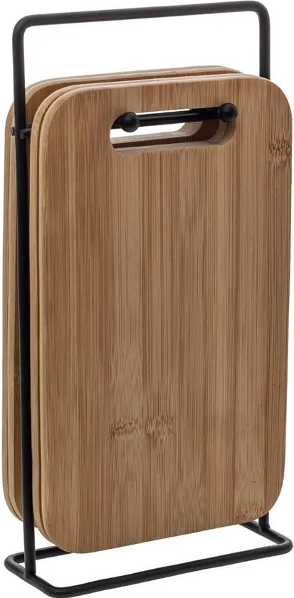 Set de planche à découper avec grille métallique - Five® - Set de 4 planches à découper en bambou - adaptées aux tapas.