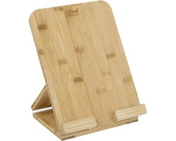 5Five Tablet/iPad houder - naturel - 26 x 20 cm - bamboe hout - standaard - Tablethouder - iPadhouder