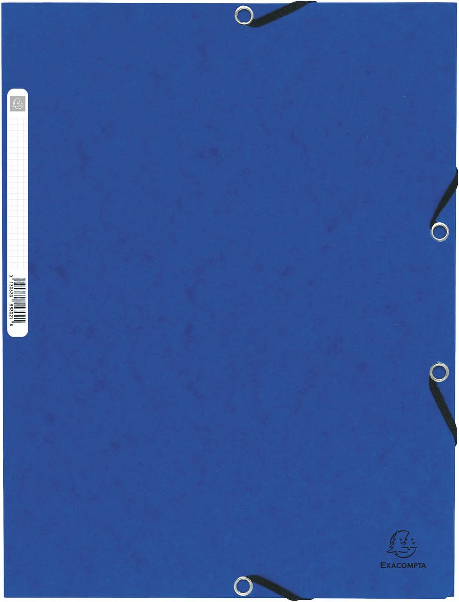 50 x Elastomap met 3 kleppen in glanskarton 355gm� - A4 - Blauw