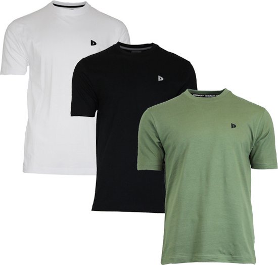 3-Pack Donnay T-shirt (599008) - Sportshirt - Heren - White/Black/Army Green - maat 3XL