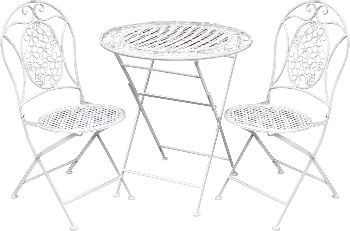 DKS bistro set Culma tafel 2 stoelen ijzer wit 2 stoelen 1 tafel - dia 70 cm
