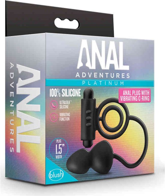 Anal Adventures Platinum - Plug anal avec anneau pénien vibrant