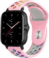 Strap-it Siliconen sport bandje - geschikt voor Xiaomi Amazfit GTS 1-2-3-4 - Mini / Amazfit Bip / Bip S / Bip Lite / Bip U Pro / Bip 3 / Amazfit GTR 42mm - roze/kleurrijk