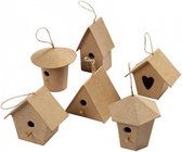 vogelhuisjes 7 cm papier-machÃ© blank 6 stuks