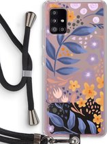 Case Company® - Samsung Galaxy A51 5G hoesje met Koord - Flowers with blue leaves - Telefoonhoesje met Zwart Koord - Bescherming aan alle Kanten en Over de Schermrand