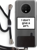 Case Company® - OnePlus 7T hoesje met Koord - Don't give a shit - Telefoonhoesje met Zwart Koord - Bescherming aan alle Kanten en Over de Schermrand