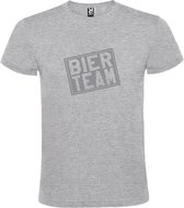 Grijs  T shirt met  print van "Bier team " print Zilver size XS
