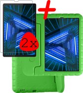 Hoesje Geschikt voor Lenovo Tab M10 FHD Plus 2nd Gen Hoesje Kinder Hoes Shockproof Kinderhoes Met 2x Screenprotector - Kindvriendelijk Hoesje Geschikt voor Lenovo Tab M10 FHD Plus (2e Gen) Hoes Kids Case - Groen