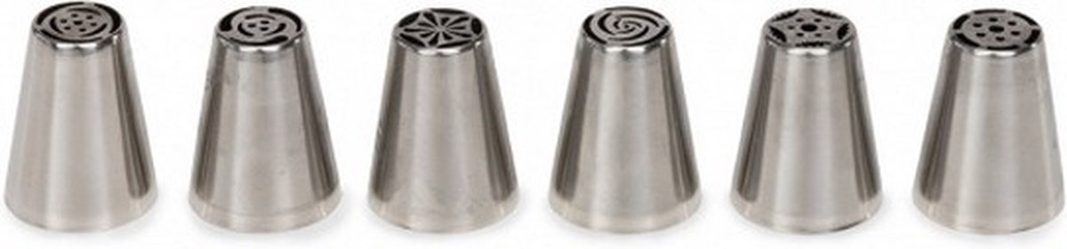 spuitmondset Bloemen 3,8 cm RVS zilver 6-delig