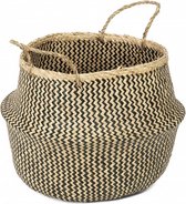 opbergmand 45 x 36 cm zeegras bruin/zwart maat L