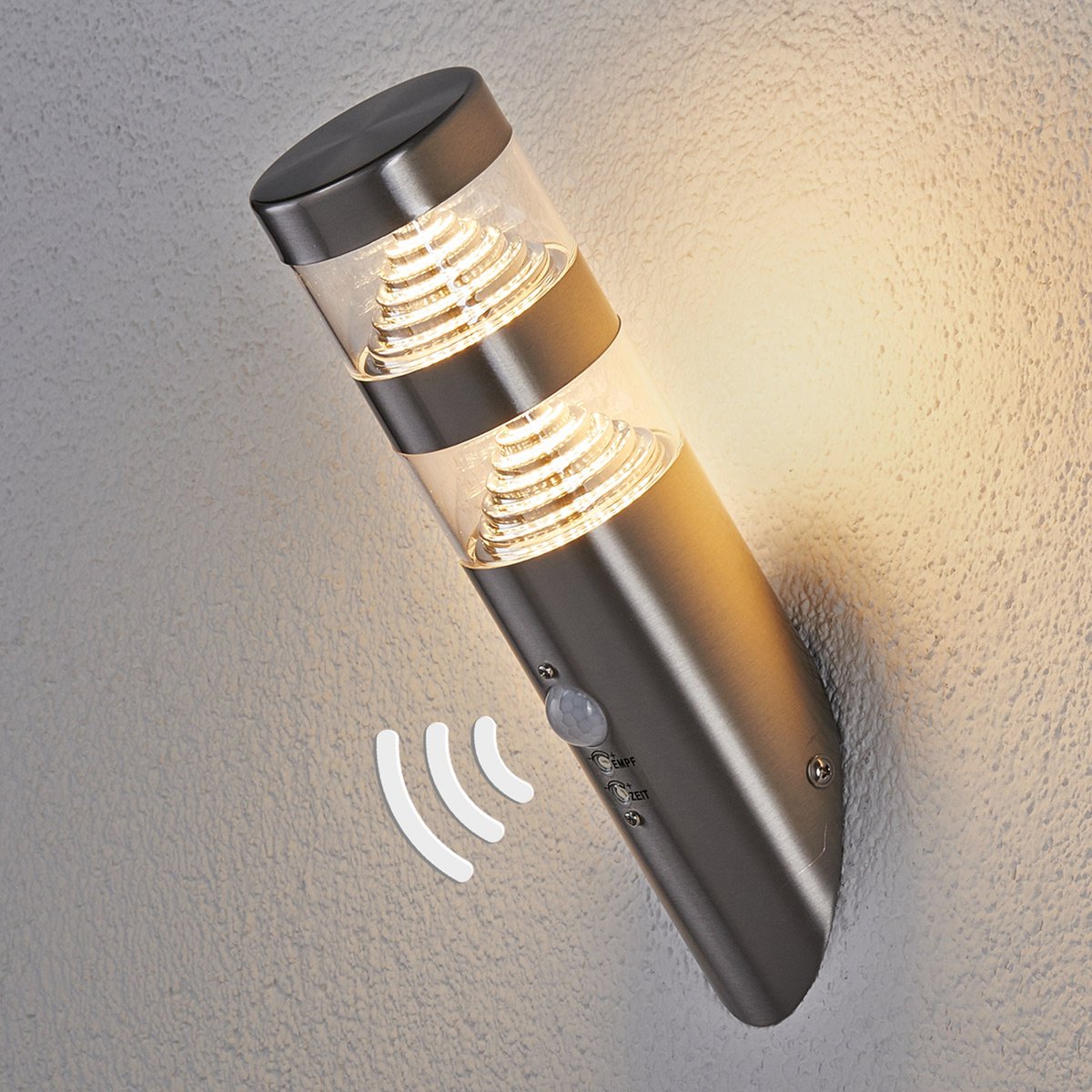 Lindby - Wandlampen buiten - 1licht - roestvrij staal, kunststof - roestvrij staal, transparant - Inclusief lichtbron