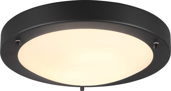 LED Plafondlamp - Badkamerlamp - Torna Condi - Opbouw Rond - Spatwaterdicht IP44 - E27 Fitting - Mat Zwart Aluminium - Ø310mm