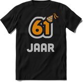 61 Jaar Feest kado T-Shirt Heren / Dames - Perfect Verjaardag Cadeau Shirt - Goud / Zilver - Maat 6XL