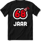 68 Jaar Feest kado T-Shirt Heren / Dames - Perfect Verjaardag Cadeau Shirt - Wit / Rood - Maat S