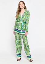 LOLALIZA Satijnen bloemenblazer - F - Lime - Maat S