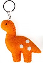 Vilten sleutelhanger - dino oranje 10cm