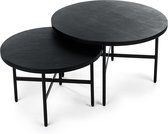Salontafel Set van 2 - Rond - Ø75cm - Zwart - Tafel Cipke - Giga Meubel