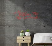 Stickerheld - Muursticker Always kiss me goodnight - Slaapkamer - Liefde - decoratie - Engelse Teksten - Mat Rood - 27.5x73.8cm