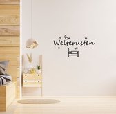 Stickerheld - Muursticker Slaap lekker met bed - Slaapkamer - Droom zacht - Sterren en maan - Nederlandse Teksten - Mat Zwart - 55x100.3cm